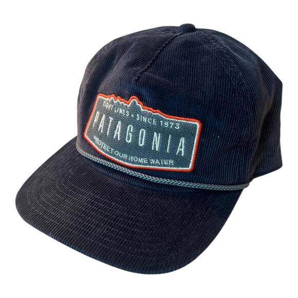 PATAGONIA Corduroy Rope Snapback Hat Cap Blue Tight Lines Protect Home Water - Picture 1 of 9